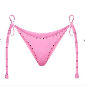 NWT SKIMS LIGHT PINK RHINESTONE SWIM TIE BOTTOMS
